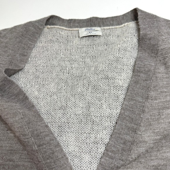 WALLACE J.Crew Wool Alpaca Cardigan Sweater XS Brown Double Layer Zip Pockets - Picture 4 of 10